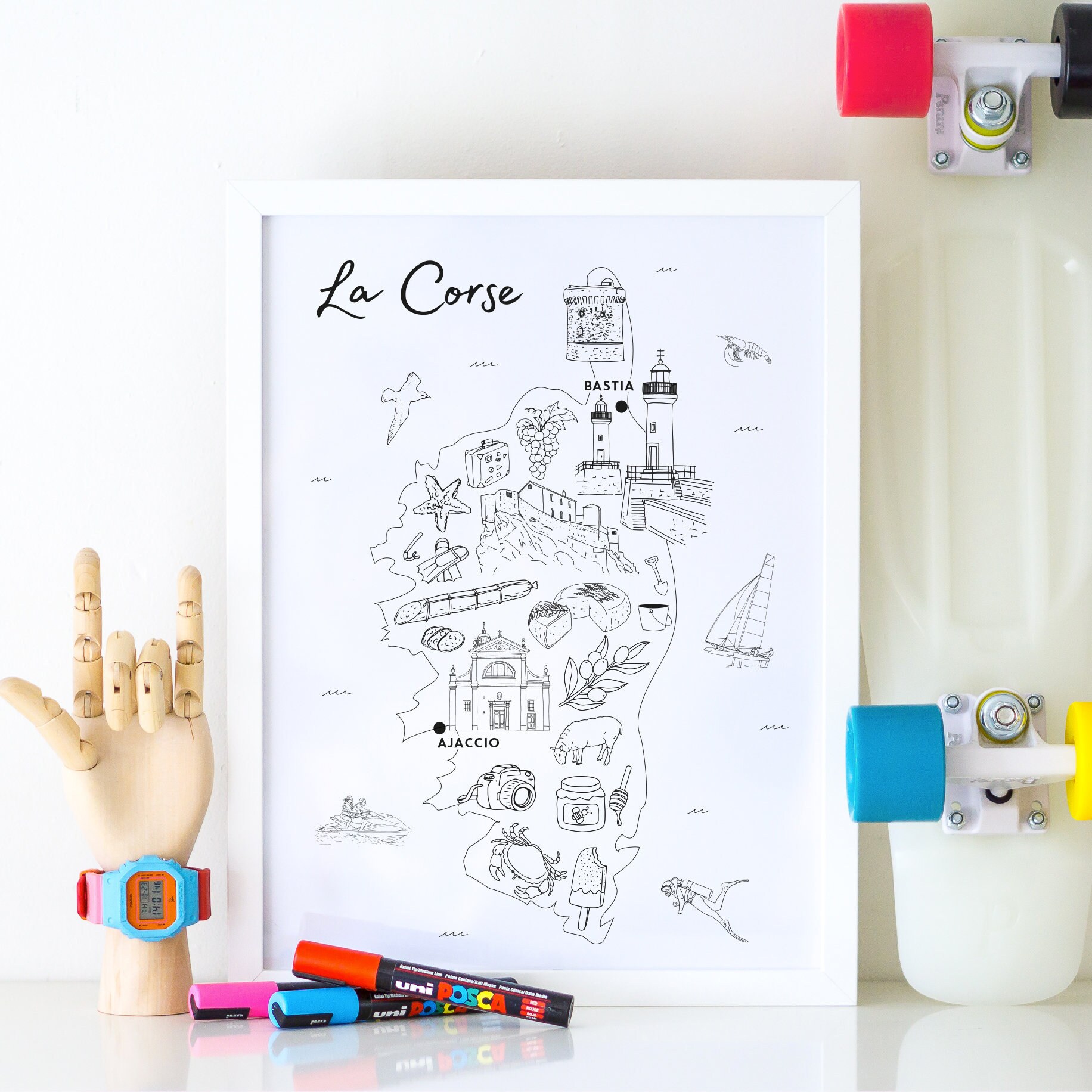 La Corse - Affiche ou Coloriage A3 Papier