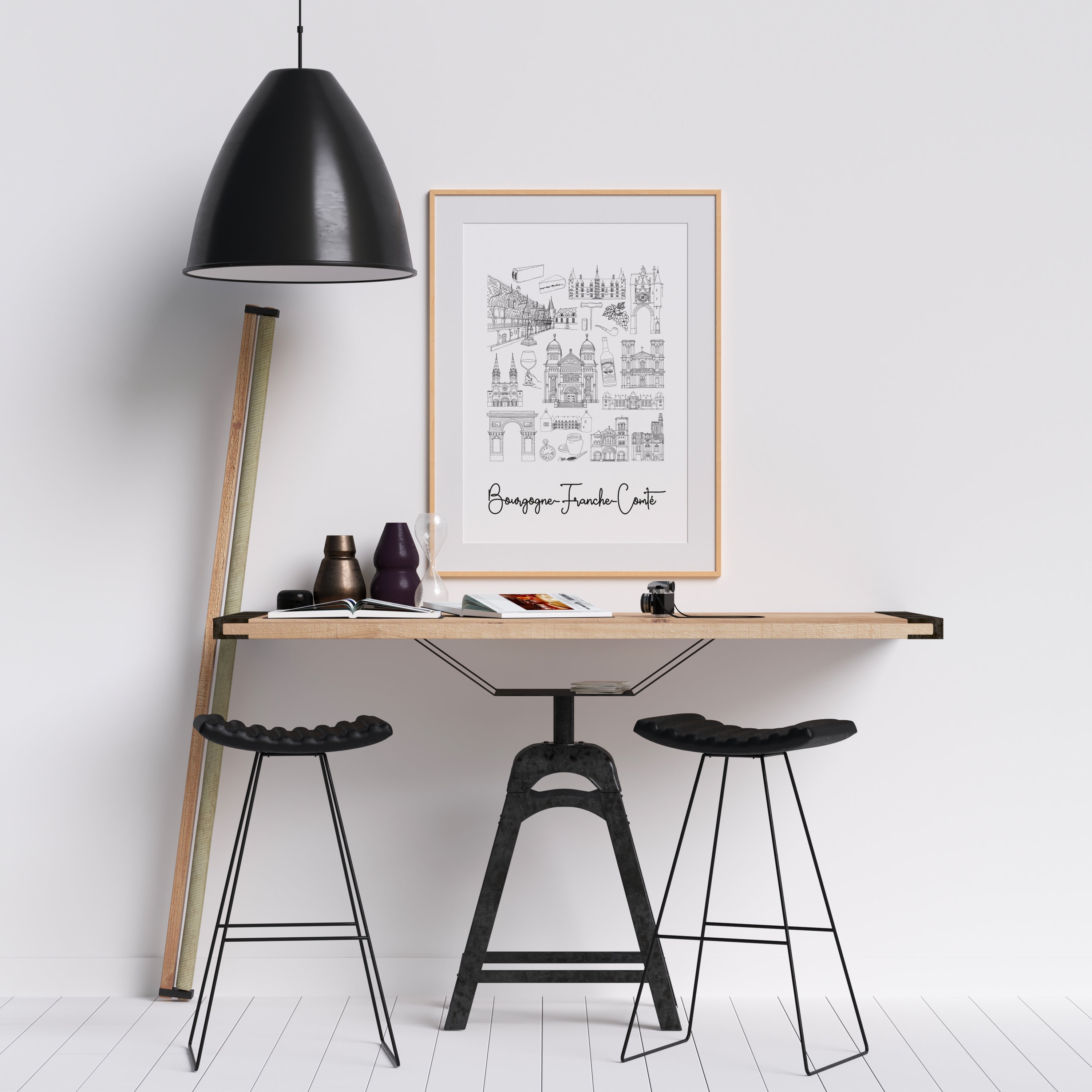 Affiche Bourgogne-Franche-Comté - Papier A4/A3