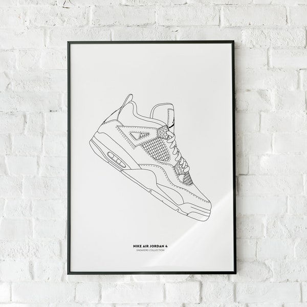 Sneakers Poster - Nike Air Jordan 4 - A4 / A3 / 40x60 Paper