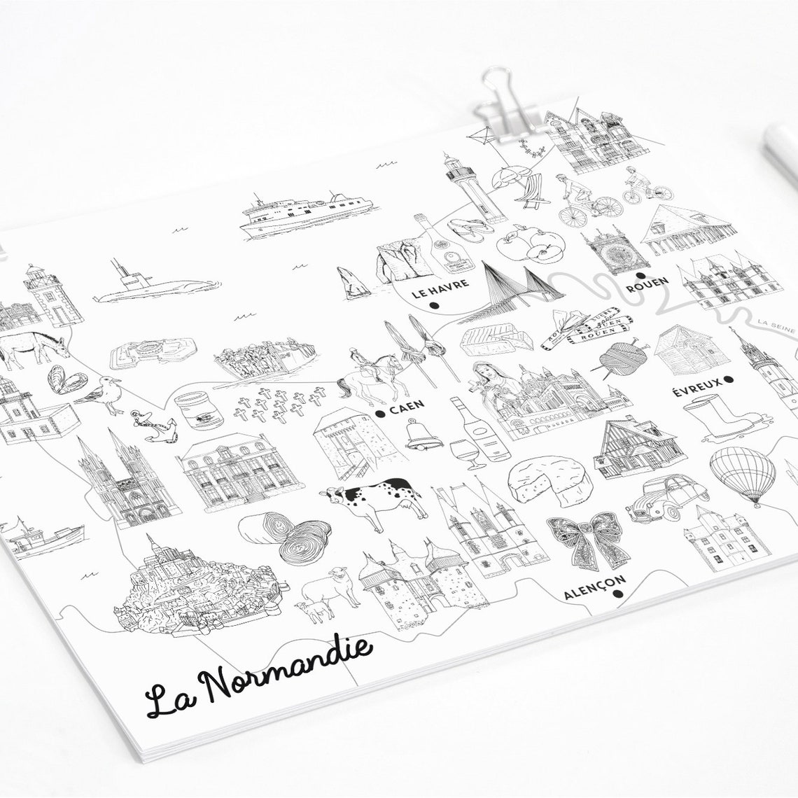 Normandy Poster Or Coloring Page A3 Paper Etsy Normandy Poster Or Coloring Page A3 Paper Etsy