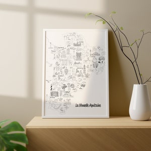 Nouvelle-Aquitaine - Affiche ou coloriage A3 / 50x70 - Papier