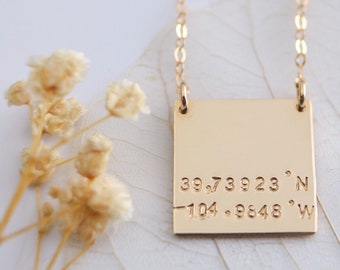 Custom Coordinates Necklace, Gold Filled Coordinates Necklace, Sterling Silver Coordinates Necklace, Latitude Longitude Jewelry