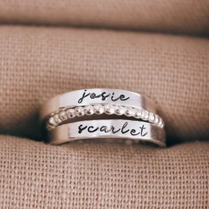 Script Name Ring, Sterling Silver Personalized Rings, Personalized Stacking Rings, Kid Name Ring, Personalized Gift for Mom Mothers Day Gift