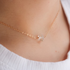 Herkimer Diamond Necklace, Gold Filled Herkimer Necklace, Sterling Silver Herkimer Necklace, Gemstone Necklace for Her, Minimalist Necklace