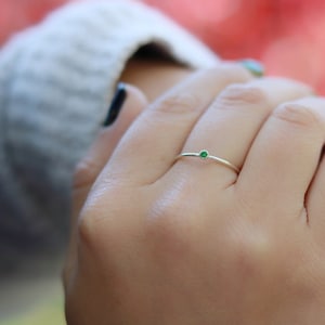 TINY Stacking Birthstone Ring, Sterling Silver Birthstone Ring, Dainty Stackable Birthstone Ring, Delicate Birthstone Ring, 2mm Birthstone