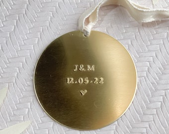 Custom Engraved Ornaments, Custom Ornament Gold, Hand Stamped Ornament, Personalized Christmas Ornament,  Personalized Gift for Her, Holiday