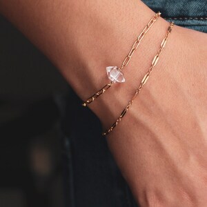 Herkimer Diamond Bracelet, Gold Filled Herkimer Bracelet, Quartz Crystal Bracelet Gemstone Bracelet, Summer Jewelry, Bridesmaid Jewelry Gift