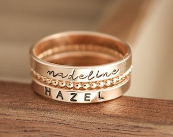 Personalized Gift for Mom, Mothers Day Gift, Gold Name Ring, Gold Personalized Rings, Personalized Stacking Rings, Kid Name Ring, Gold Fill