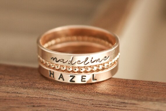 Personalized stacking rings for mom sale