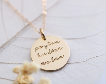 Personalized Name Disc Necklace: Gold Filled or Sterling Silver
