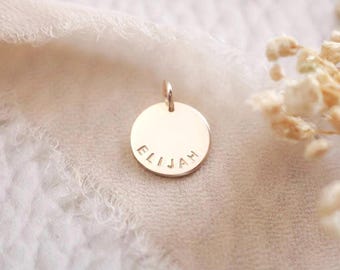 Name Disc Charm, 1/2" Disc, Medium 13mm Disc, 14k Gold Filled or Sterling Silver Add on Name Charm, Replacement Name Disc