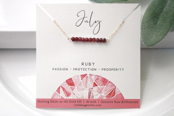 July Birthstone Necklace Dainty Gemstone Necklace 14k Gold | Etsy