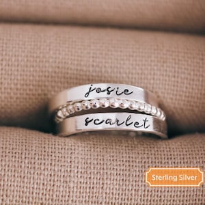 Script Name Ring, Sterling Silver Personalized Rings, Personalized Stacking Rings Kids Name Ring Personalized Gift for Mom, Mothers Day Gift