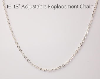 Sterling Silver Adjustable Chain Necklace, Dainty Silver Chain, Fine Cable Chain, Silver Replacement Chain, Everyday Chain, Finished Chain