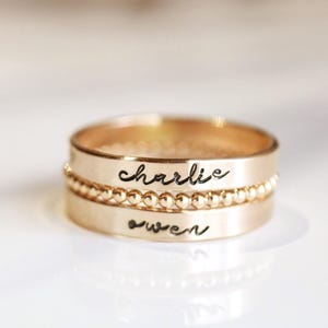Gold Fill Name Ring: Personalized Stacking Rings, Mother's Day Gift
