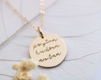 Personalized Name Disc Necklace for Mom Gold Filled  Sterling Silver Jewelry Gift