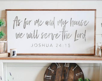 HORIZONTAL As For Me And My House We Will Serve The Lord Framed Wood Sign