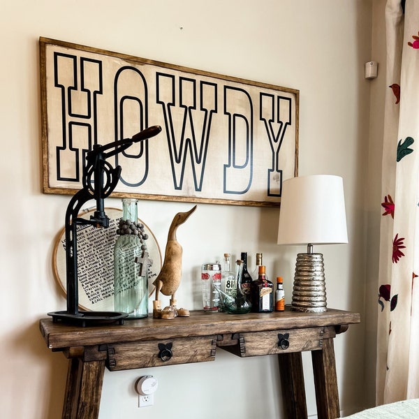 Howdy Framed Wood Sign Kitchen Decor Kids Room Decor
