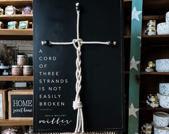 Kreuz eine Schnur aus drei Strängen ist nicht leicht gebrochen Holzschild Hochzeitsschild Hochzeitsgeschenk hergestellt