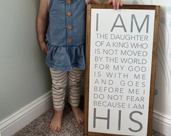 I Am The Daughter Of A King I Am His Framed Wood Sign Nursery Decor Kids Room