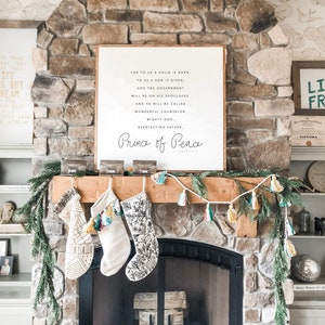 Prince Of Peace Isaiah 9:6 Framed Wood Holiday Sign Fireplace decor