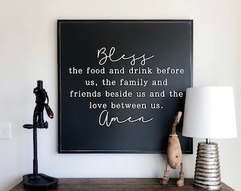 Bless The Food Before Us Framed Wooden Sign Dining Room Decor Kitchen Decor