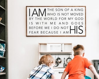 I Am The Son Of A King I Am His Framed Wood Sign Nursery Decor Kids Room
