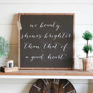 No Beauty Shines Brighter Framed Wood Sign Living Room Decor Dining Room Decor Entryway Decor