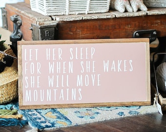 Nursery Wall Decal Quote - 'Let Her Sleep' Inspirational Calligraphy Sticker (22" X 16") - View #6