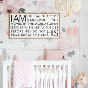 I Am The Daughter Of A King I Am His Framed Wood Sign Nursery Decor Kids Room