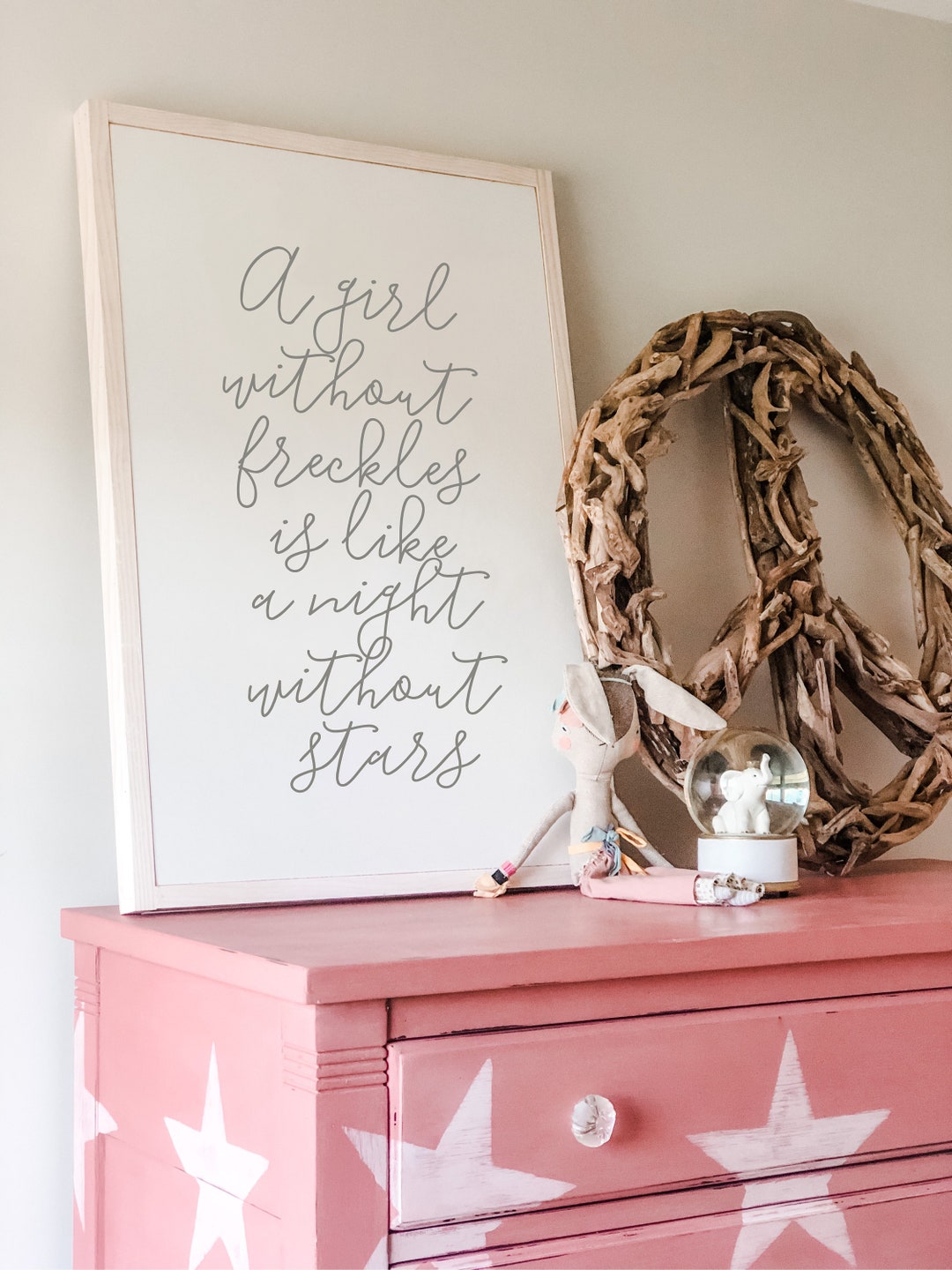 A Girl Without Freckles is Like A Night Without Stars Framed Wood Sign ...