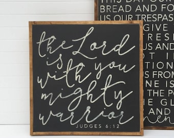 The Lord Is With You Mighty Warrior Framed Wood Nursery Sign Kids room decor bedroom decor