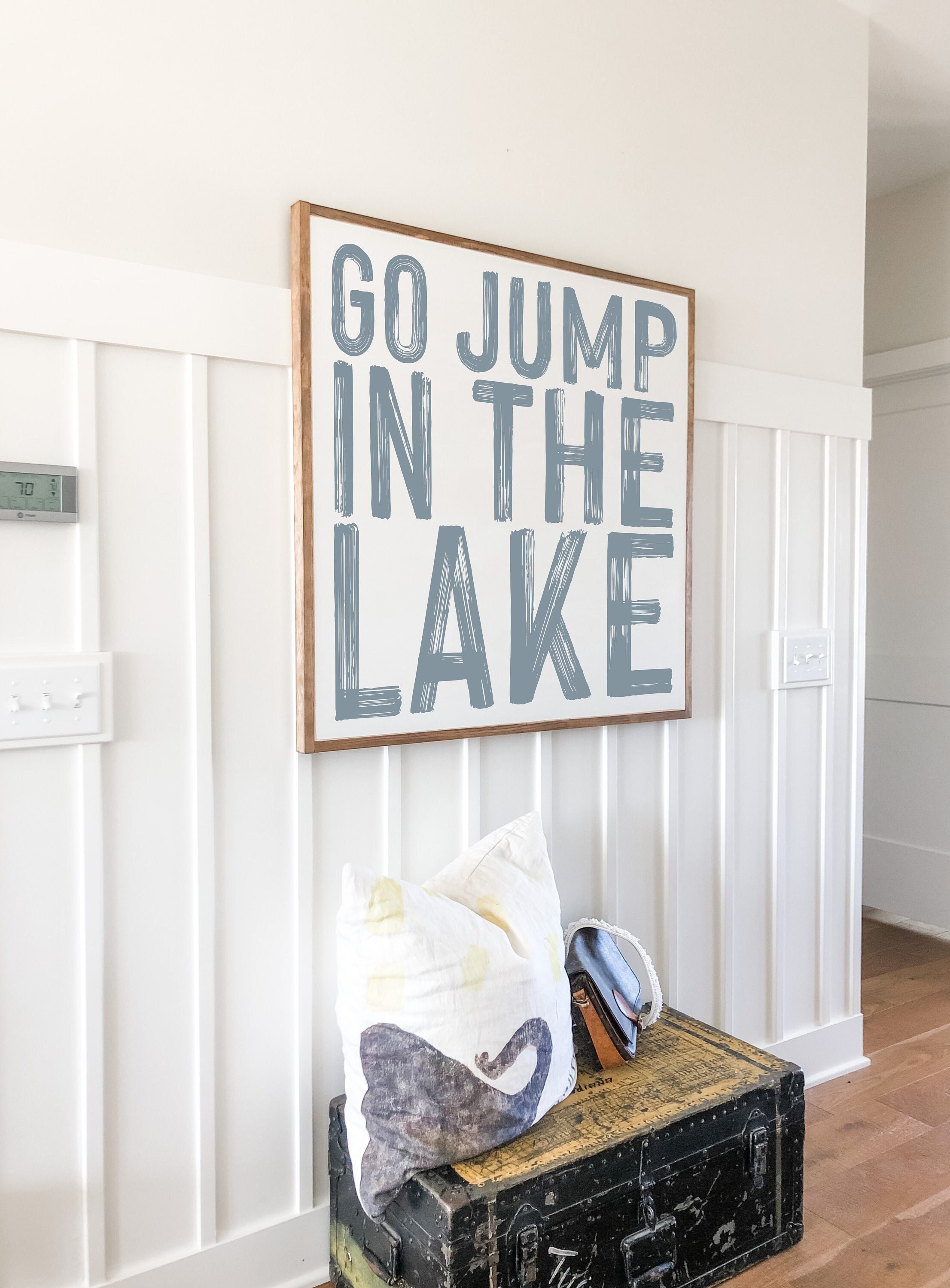 Go Jump In The Lake Framed Wood Sign Lake House Sign Lake life