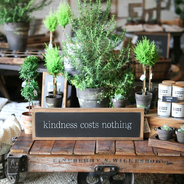 Kindness Costs Nothing Framed Wood Sign