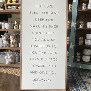 The Lord Bless You and Keep You May His Face Shine Upon You Framed Wood Sign