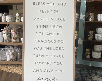 The Lord Bless You and Keep You May His Face Shine Upon You Framed Wood Sign