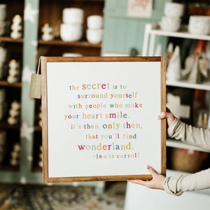 The Secret Is To Surround Yourself With People Who Make Your Heart Smile Framed Wood Sign Playroom Decor Kids Room Fireplace Decor image 1
