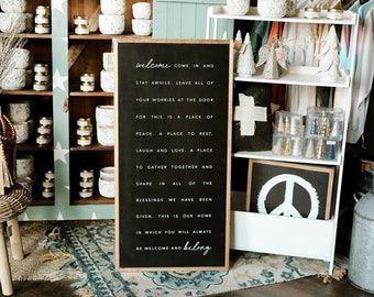 Vertical Welcome Come In And Stay Awhile This Is Where You Belong Framed Wood Sign