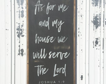 VERTICAL As For Me And My House We Will Serve The Lord Framed Wood Sign