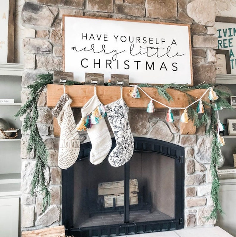Have Yourself A Merry Little Christmas Framed Wood Holiday Sign image 1