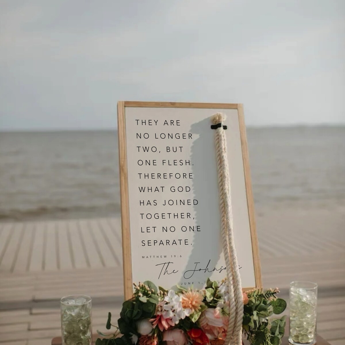 Matthew 19:6 They Are No Longer Two A Cord of Three Strands is Not Easily Broken Established Framed Wood Sign Wedding Unity Ceremony Gift - Etsy