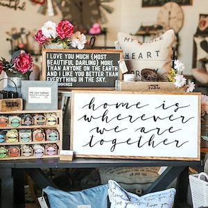Home Is Where We Are Together ingelijst houten bord