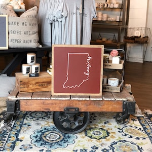 Indiana Hoosiers Decor Framed Wood Sign College Sports Decor IU Sports