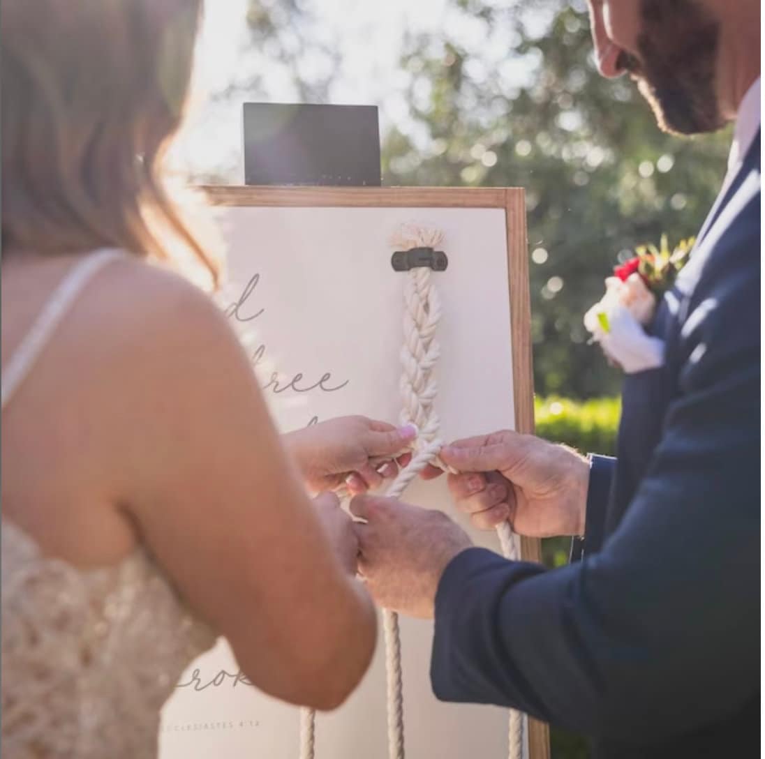 Matthew 19:6 They Are No Longer Two A Cord Of Three Strands Is Not Easily Broken Established Framed Wood Sign Wedding Unity Ceremony Gift