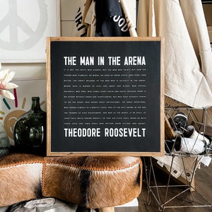 Man In The Area Theodore Roosevelt Framed Wood Sign Office Decor Man Cave Decor
