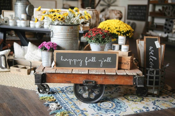 Happy Fall Y'all Framed Wood Sign Fall Decor Entryway Decor