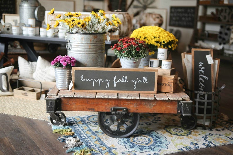 Happy Fall Y'all Framed Wood Sign Fall Decor Entryway Decor image 1