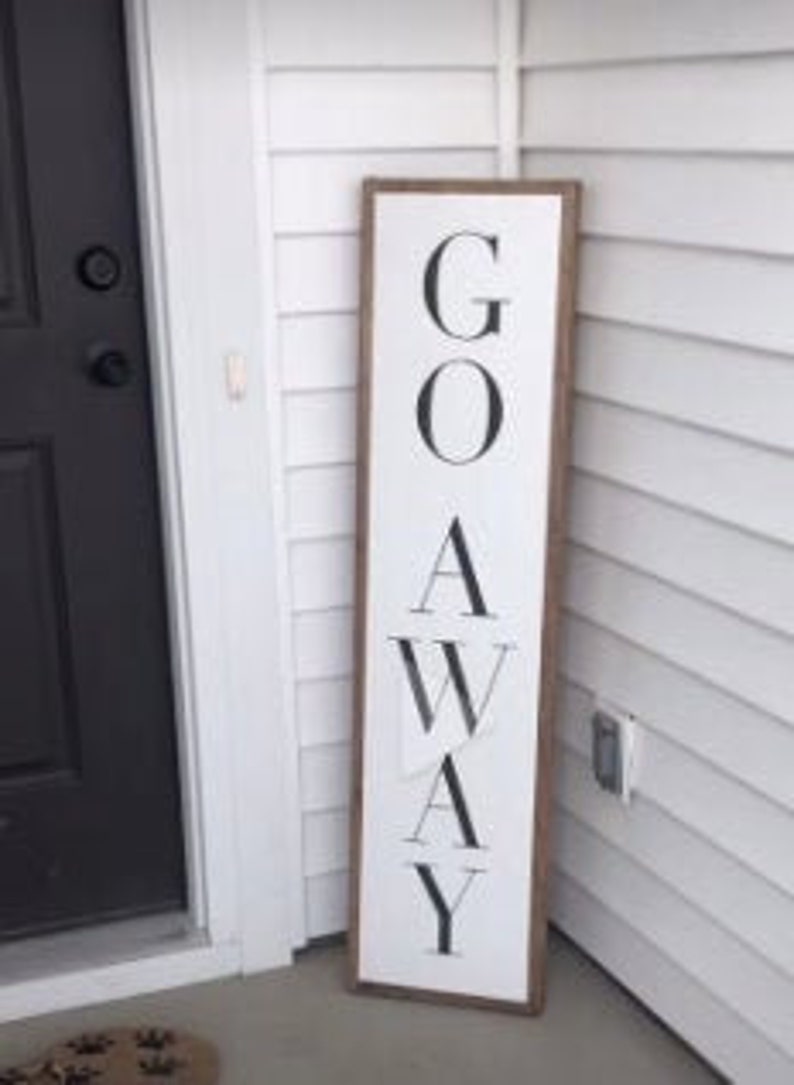 Go Away Porch Entry Foyer Framed Wood Sign Front porch decor image 2