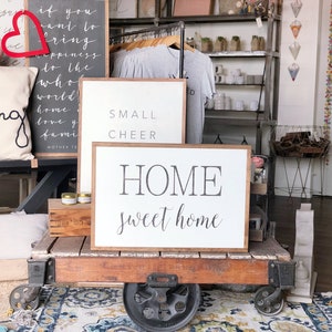 Home Sweet Home Framed Wood Sign Housewarming gift Apartment decor Living room decor