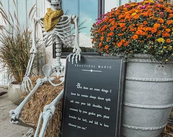 Practical Magic Fall In Love Whenever You Can Framed Wood Sign Halloween Autumn Spooky Decor